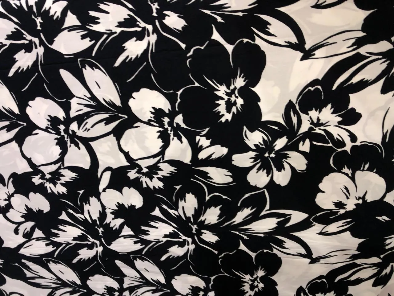 100% Cotton Poplin lycra Floral Print black and white 44" wide [16163]