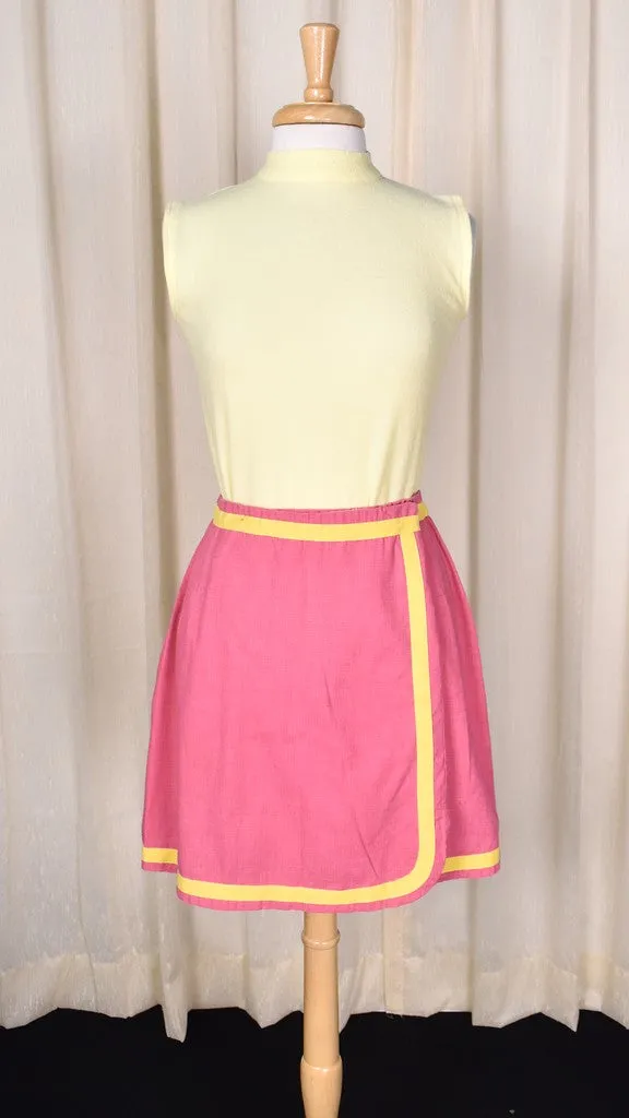 1960s Vintage Pink & Yellow Wrap Skirt by John Meyer of Norwich