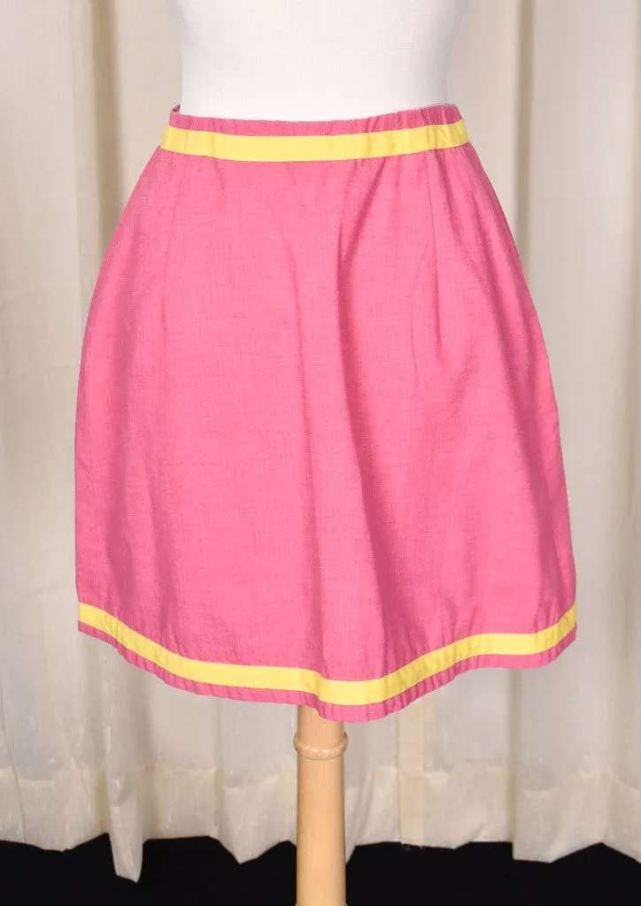 1960s Vintage Pink & Yellow Wrap Skirt by John Meyer of Norwich