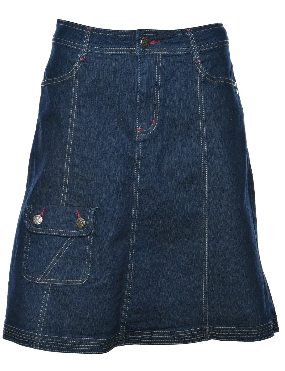 A-Line Denim Y2K Cargo Skirt - M