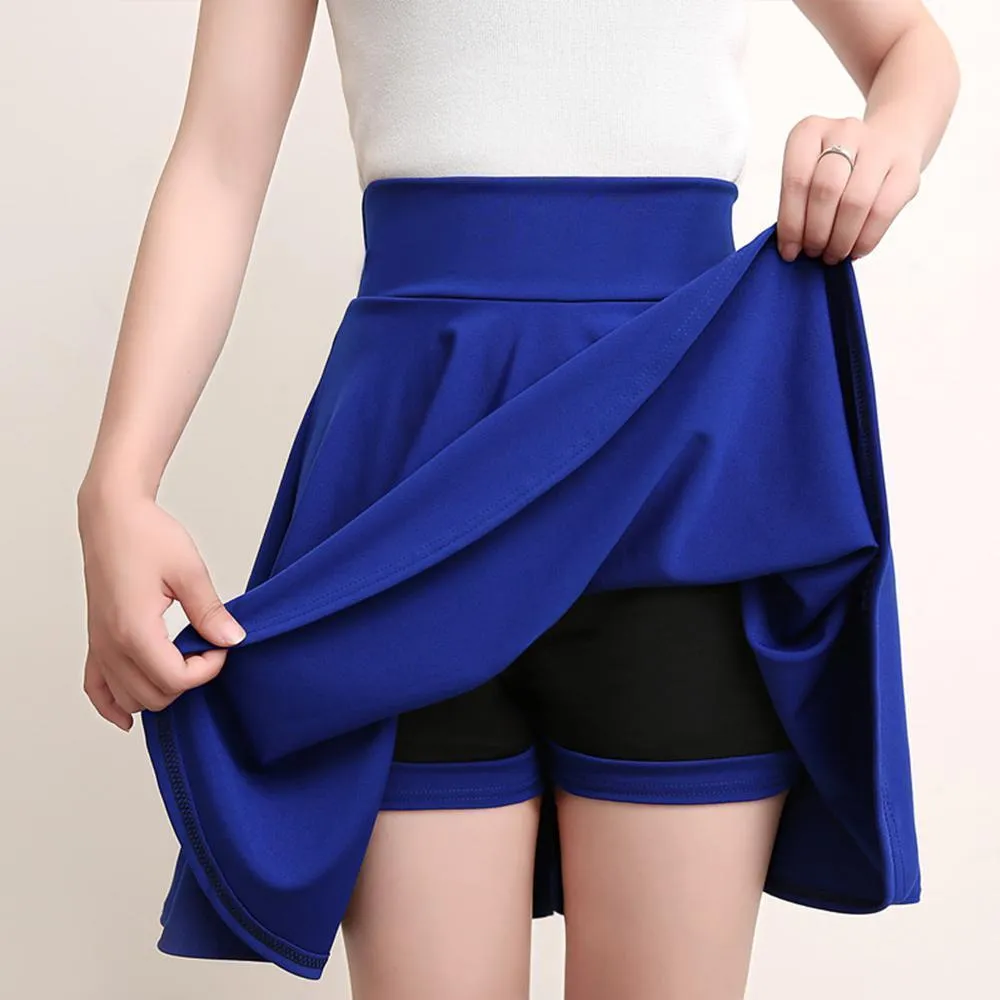 A-line Elastic Waist Pleated Shorts Skirts