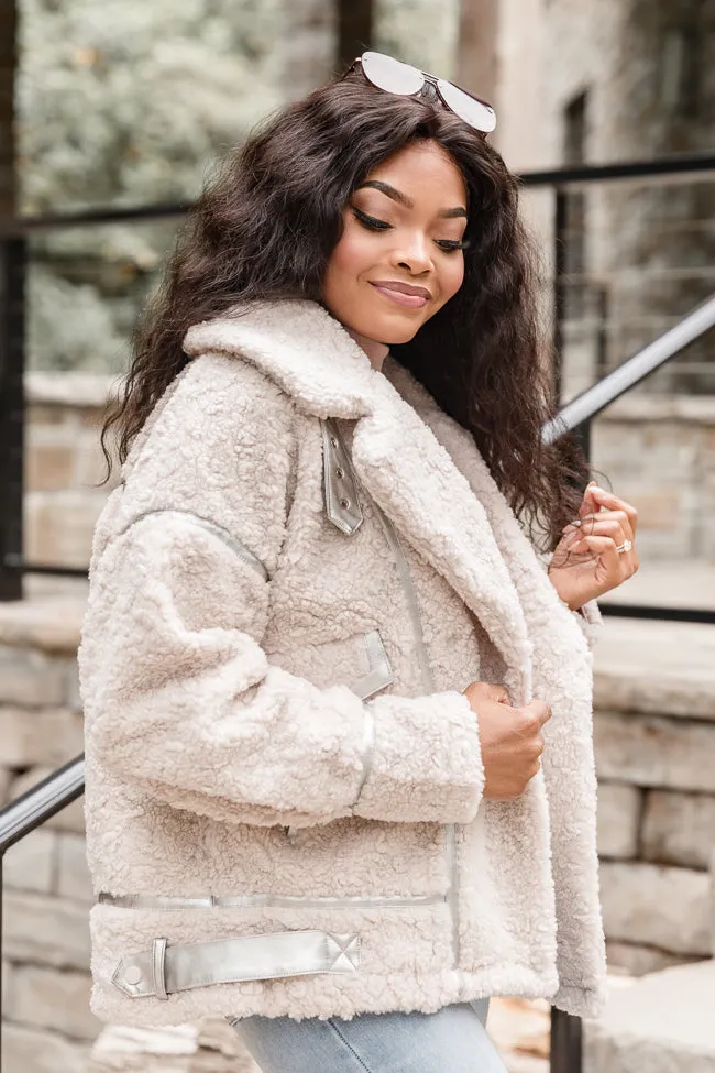 All Your Reasons Beige Sherpa Moto Jacket FINAL SALE