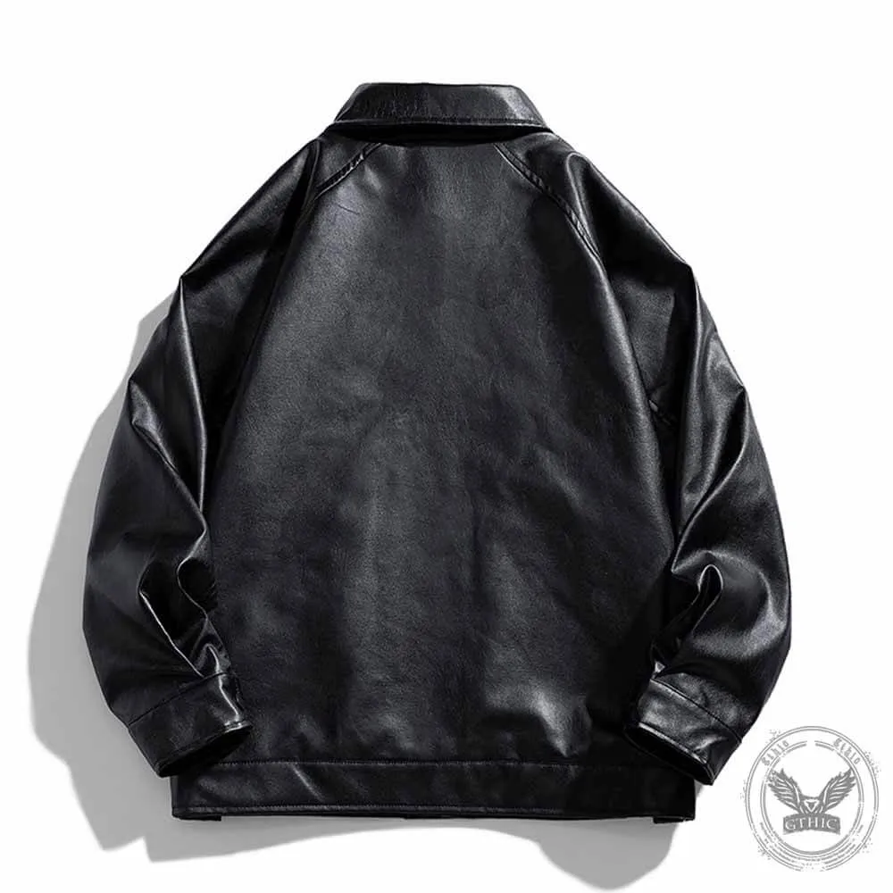 American Style PU Leather Punk Bomber Jacket