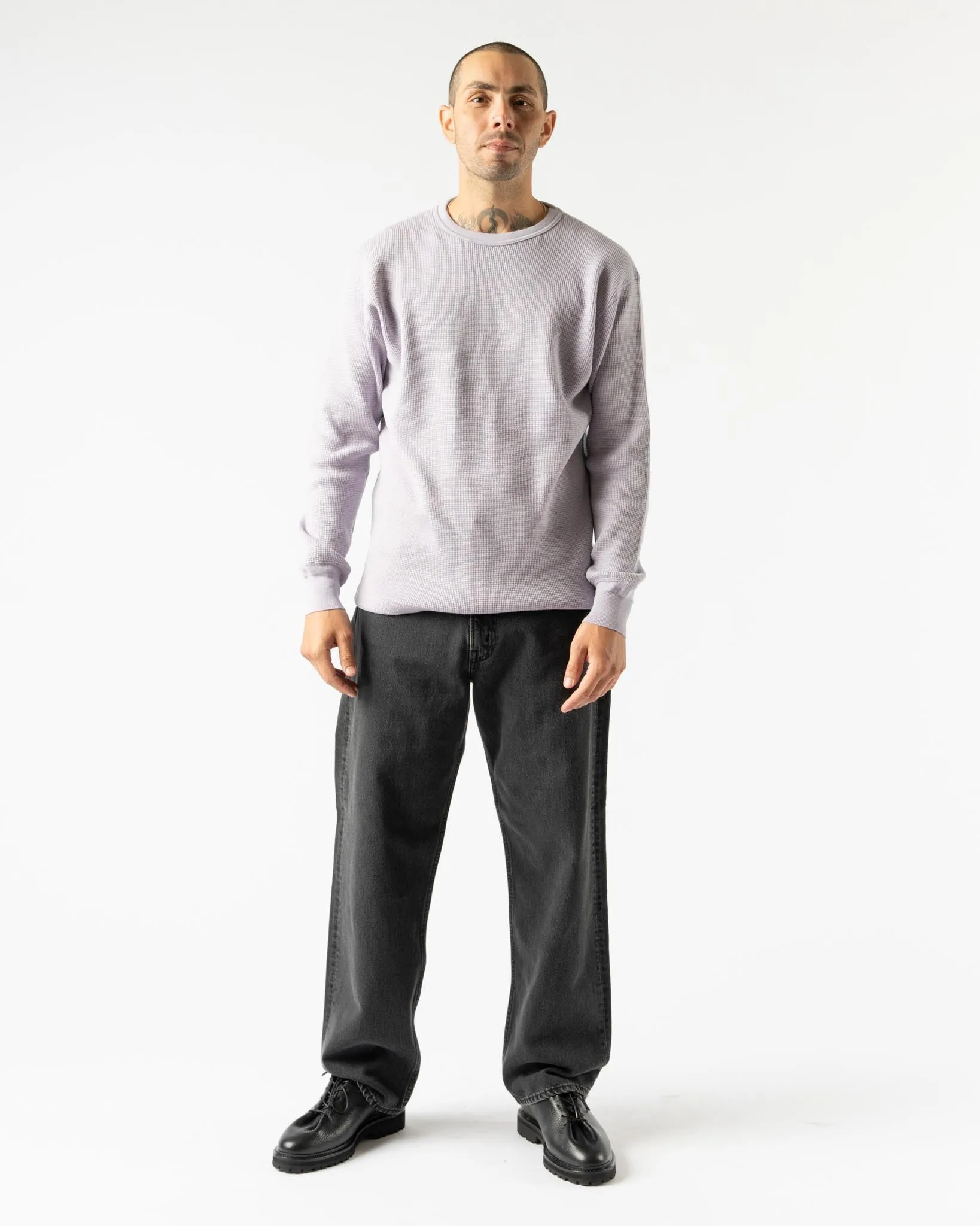 Auralee Wool Cotton Thermal Pullover in Light Purple