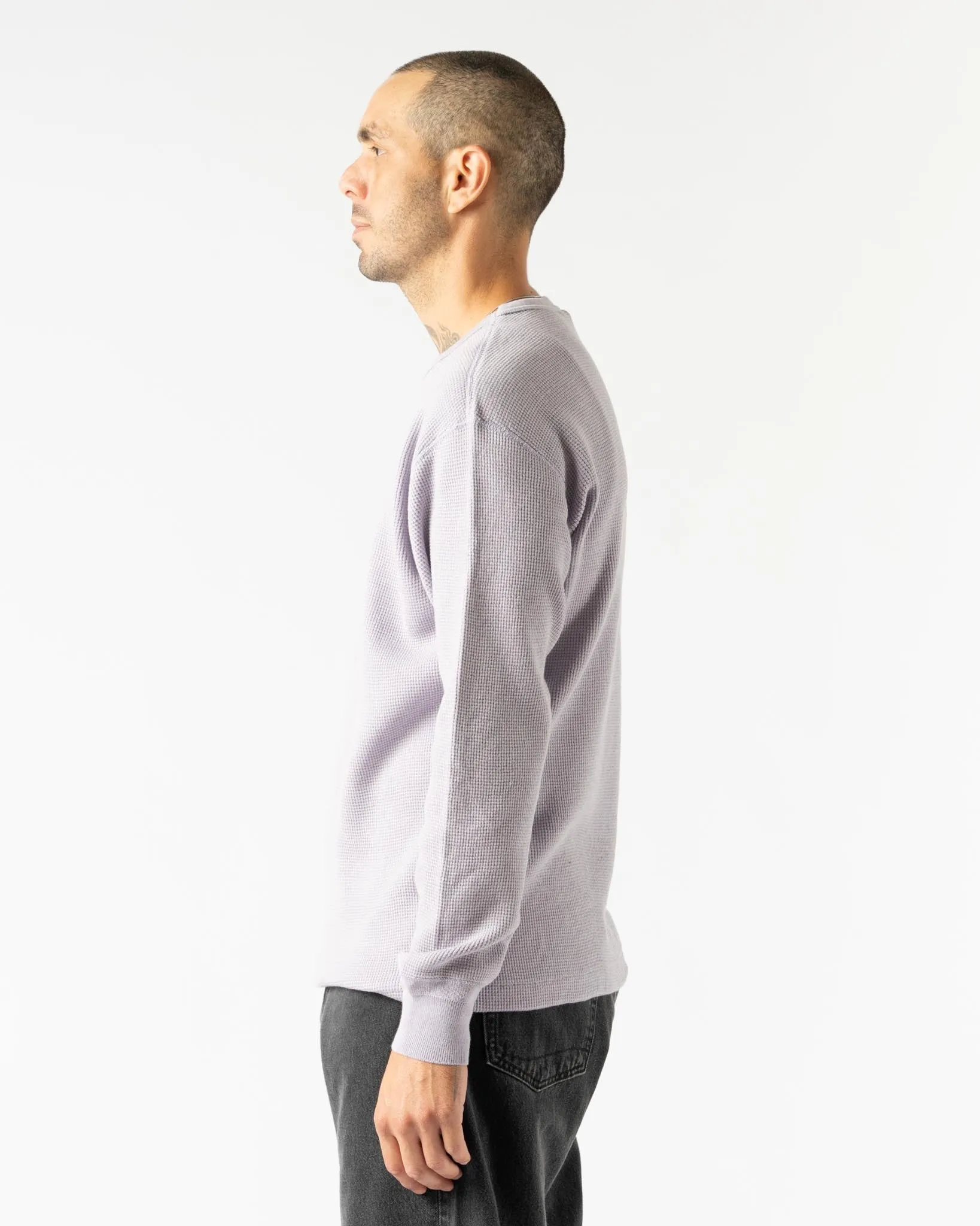 Auralee Wool Cotton Thermal Pullover in Light Purple