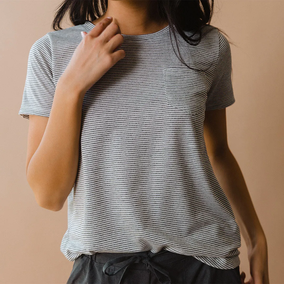 Basic Tee, Grey Micro Stripe