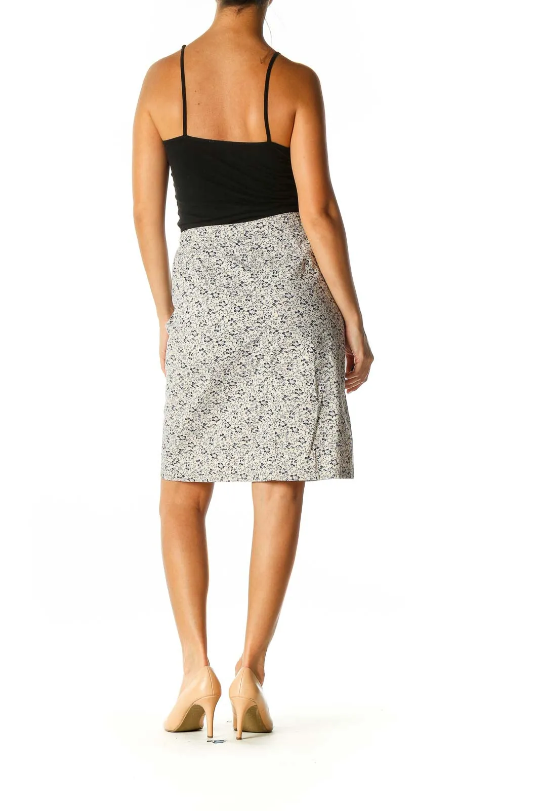 Beige Printed All Day Wear A-Line Skirt