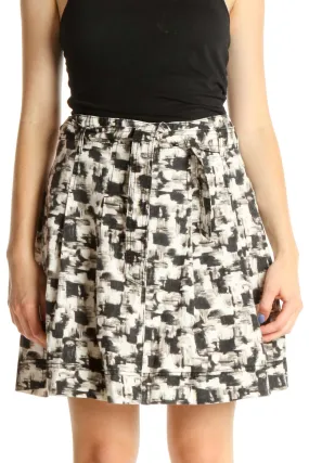 Beige Printed Brunch A-Line Skirt