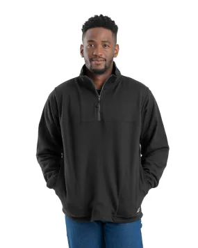 Berne Apparel Mens Heritage Thermal-Lined Black Cotton Blend 1/4 Zip Sweater