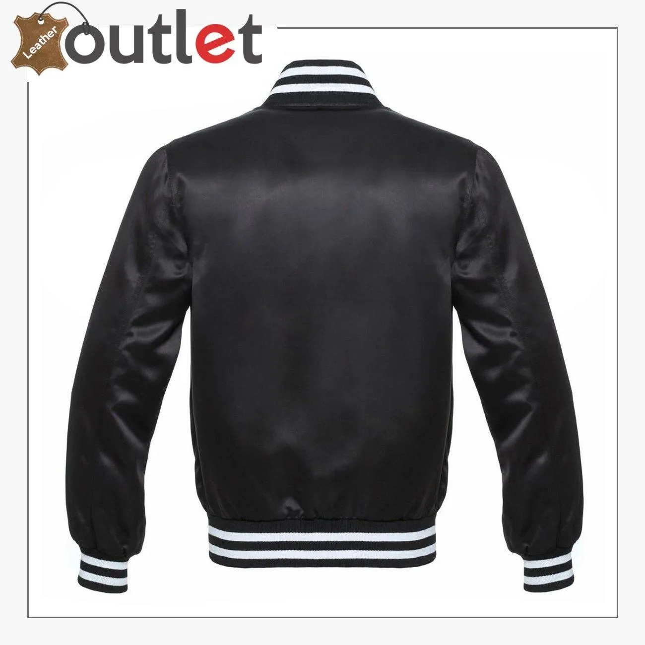 Black Bomber Style Leather Varsity Jacket