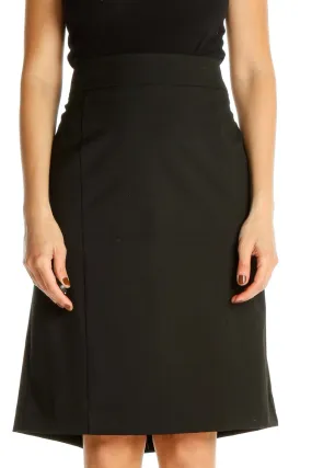 Black Solid Classic A-Line Skirt