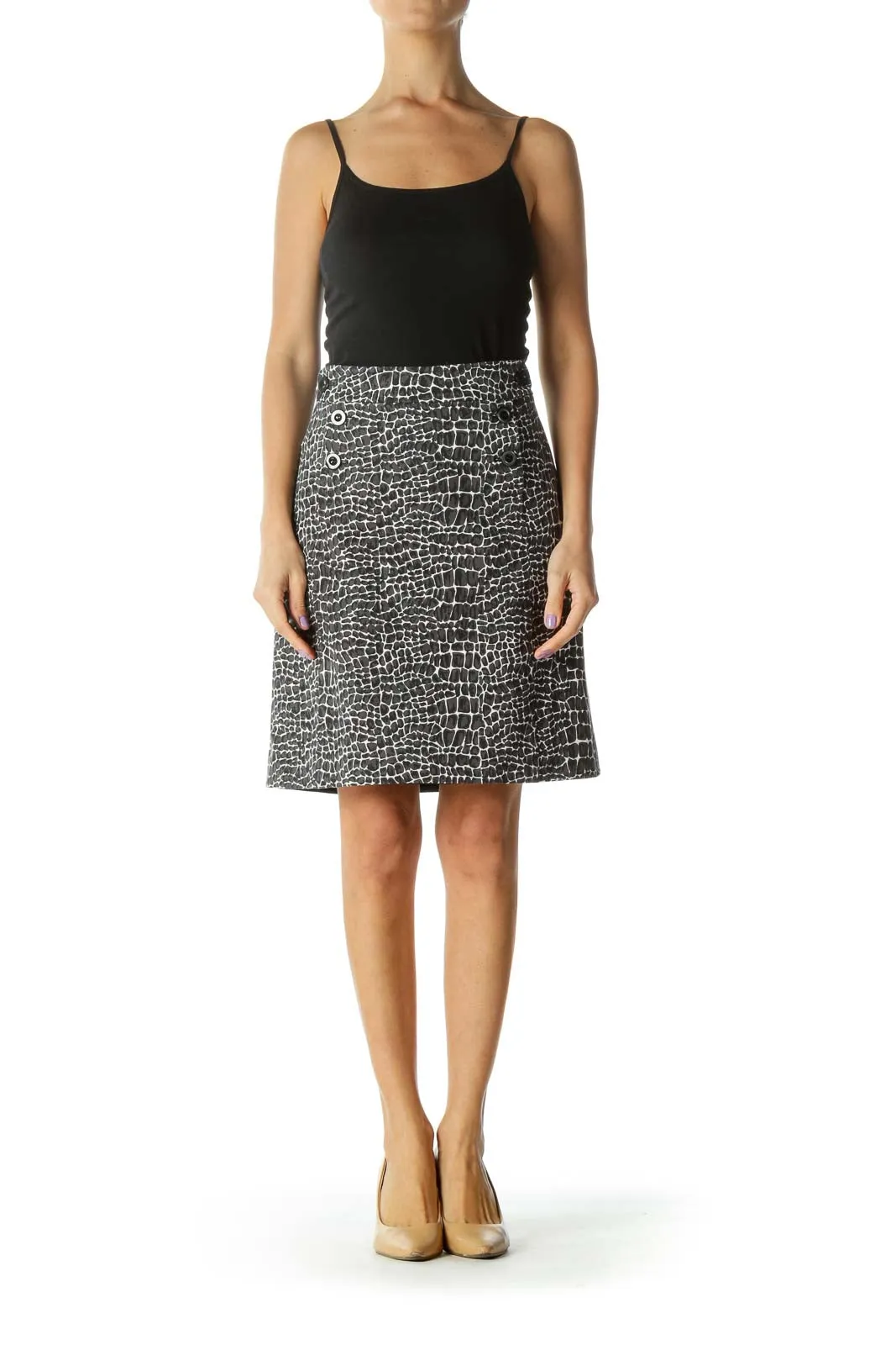 Black White Pattern A-Line SKirt