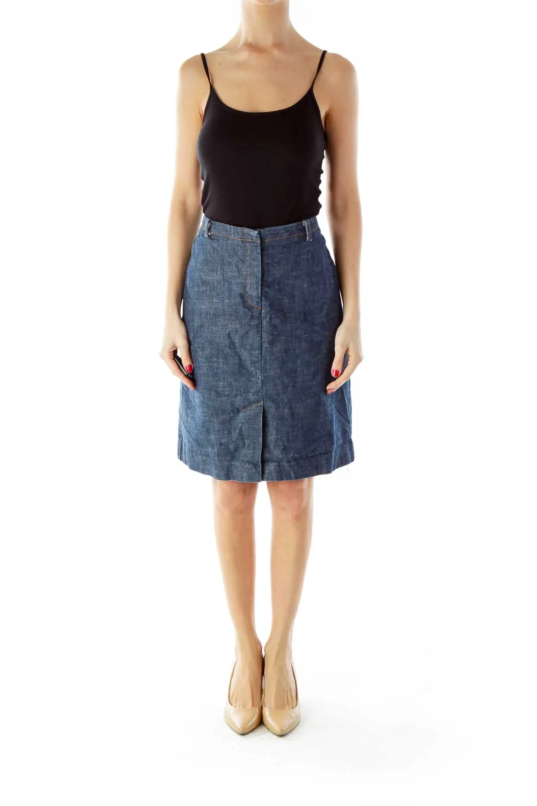 Blue A-Line Denim Skirt