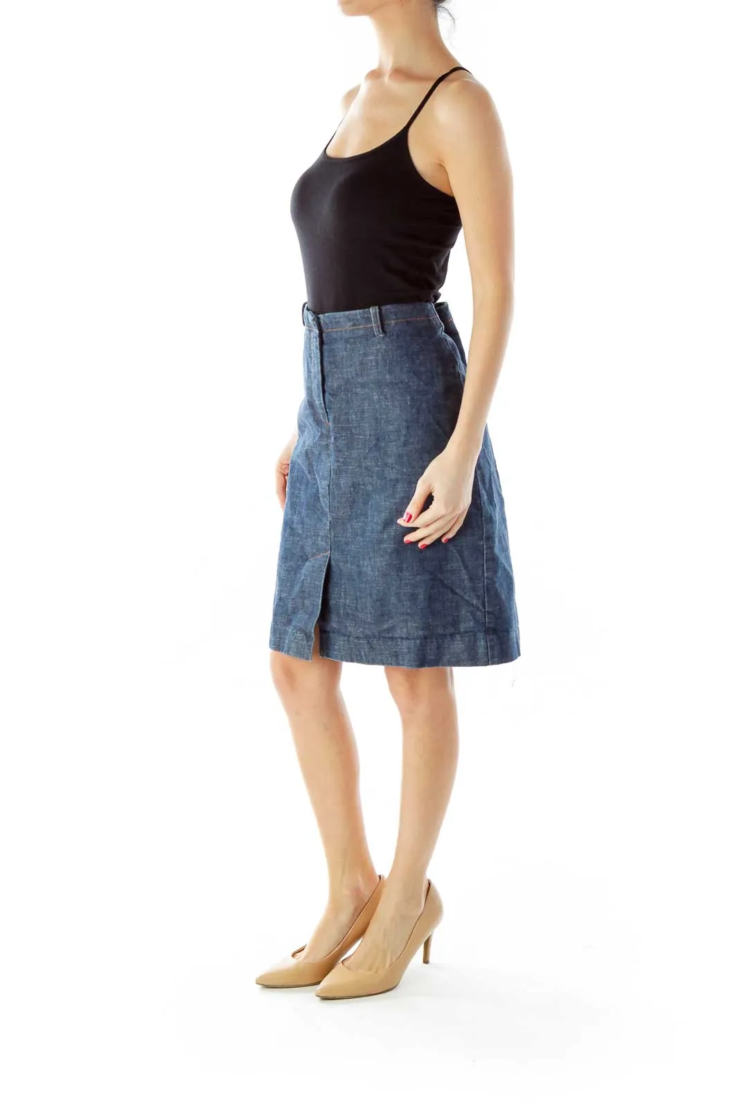 Blue A-Line Denim Skirt