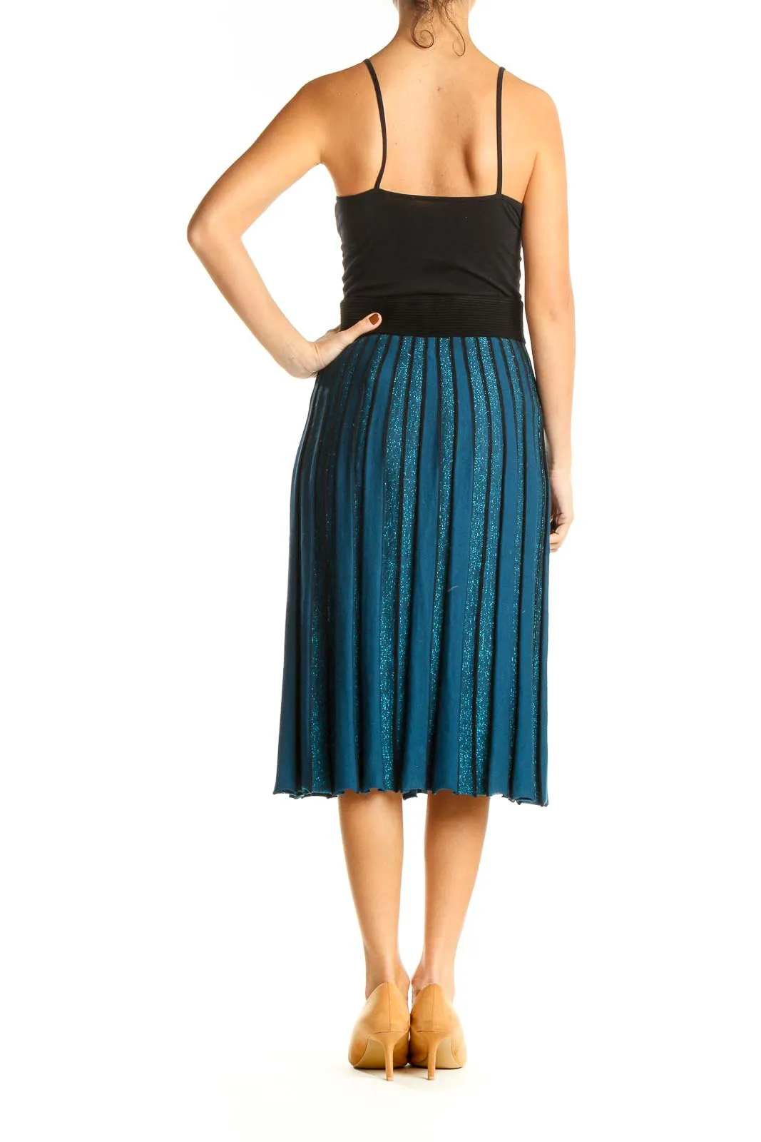 Blue Holiday Shimmer Pleated Skirt