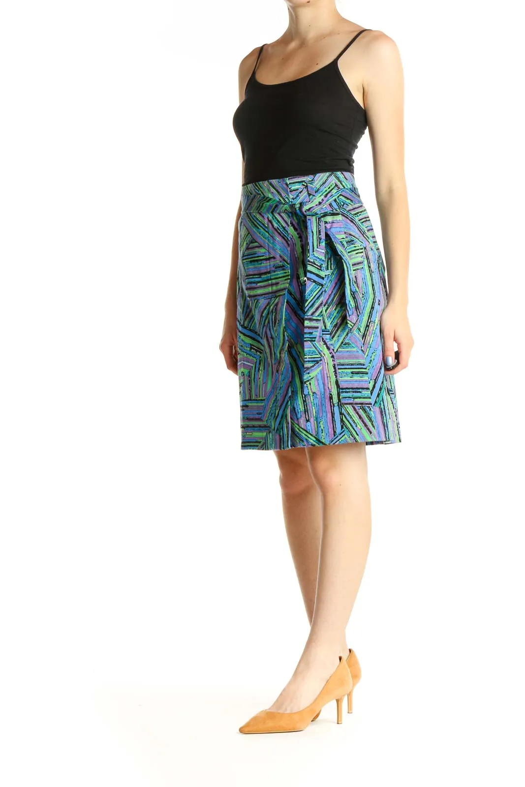 Blue Printed Brunch A-Line Skirt