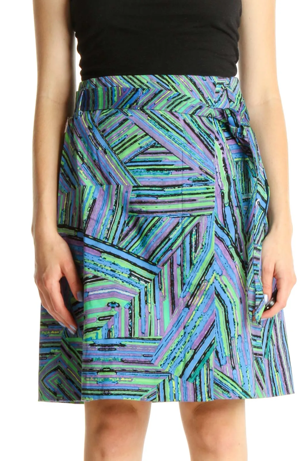 Blue Printed Brunch A-Line Skirt