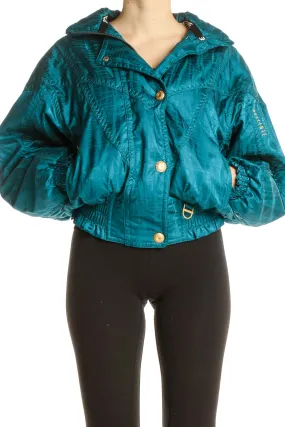 Blue Retro Puffy Winter Jacket