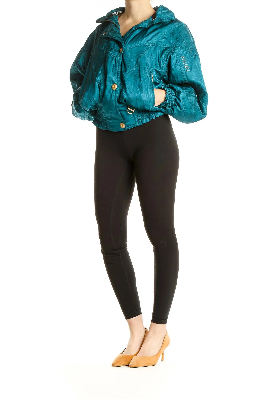 Blue Retro Puffy Winter Jacket