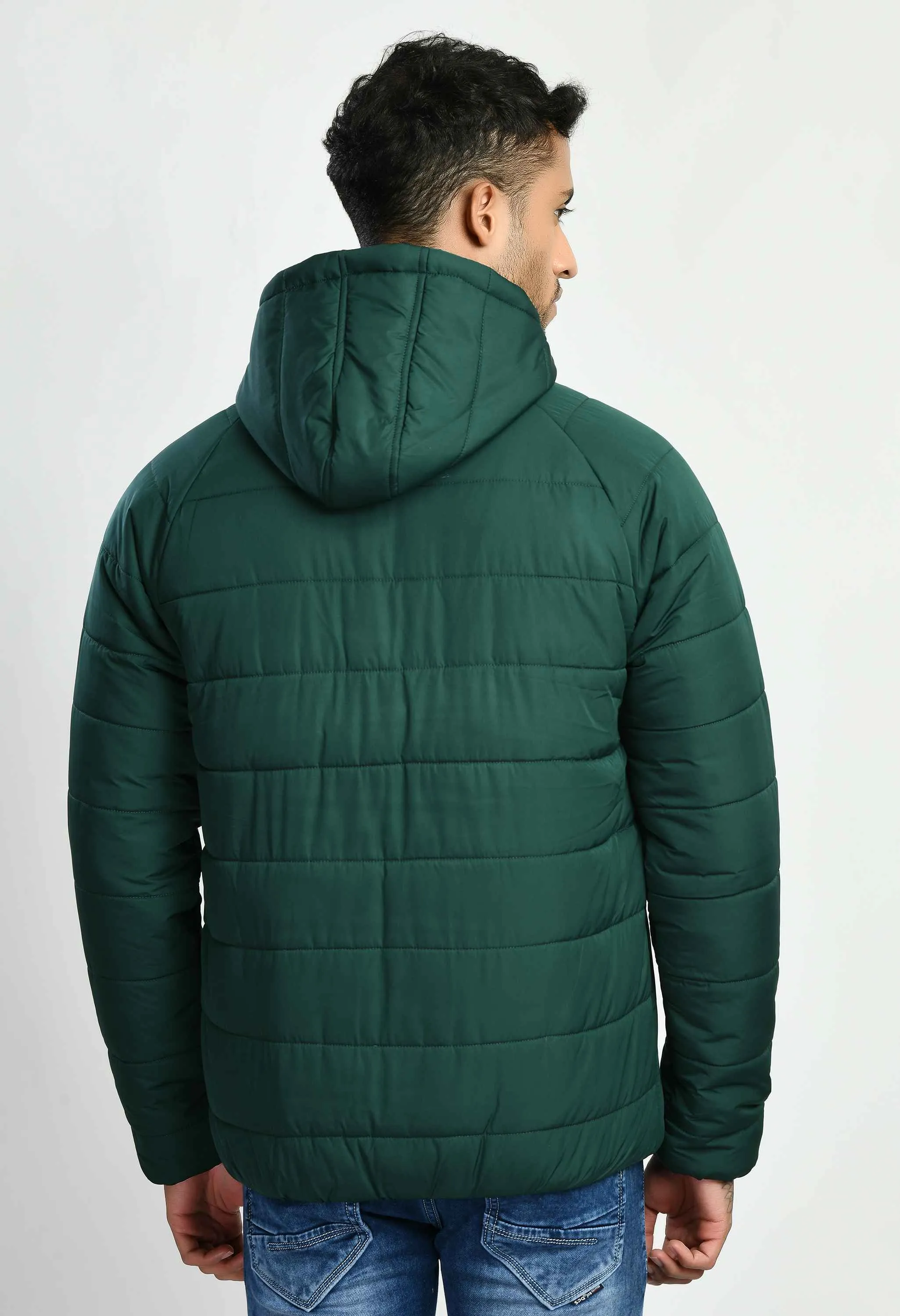 Bottle Green Hood Bomber Jacket