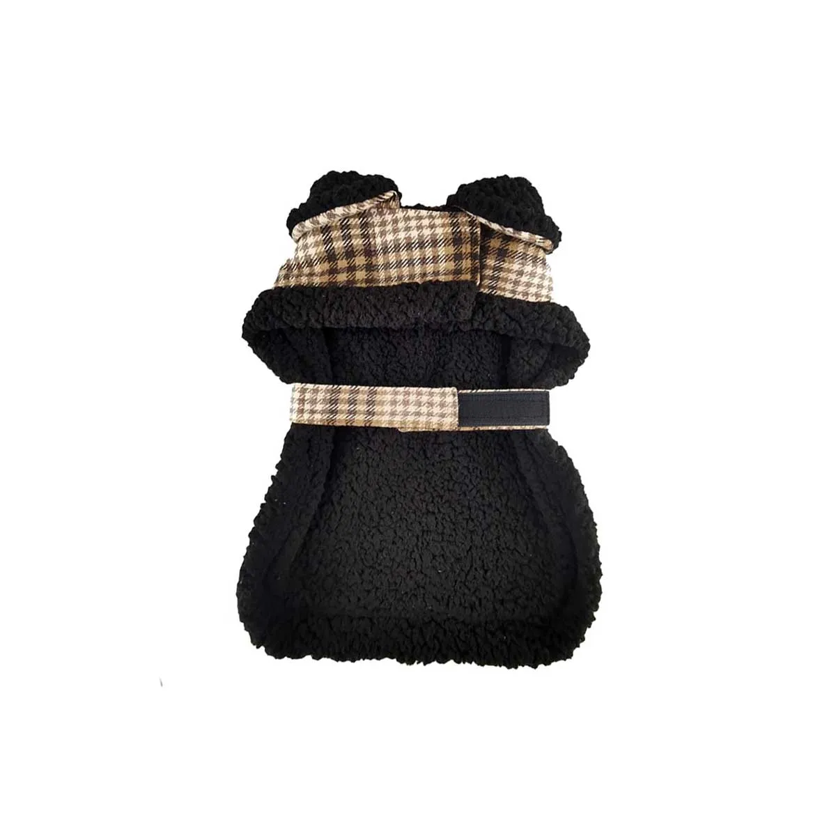 Brown & Tan Plaid Dog Harness Coat