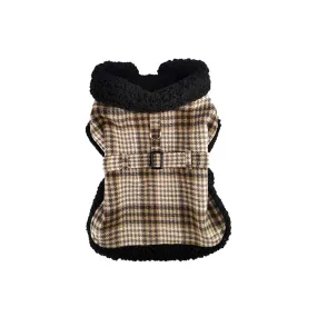 Brown & Tan Plaid Dog Harness Coat