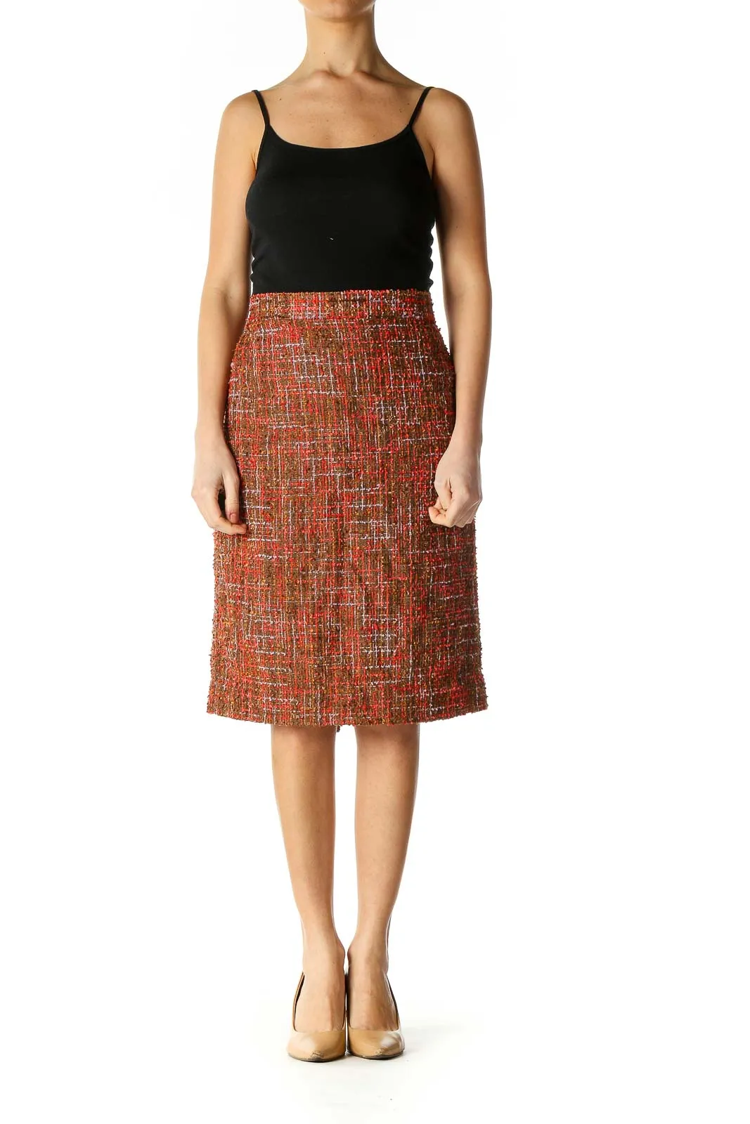 Brown Casual A-Line Skirt