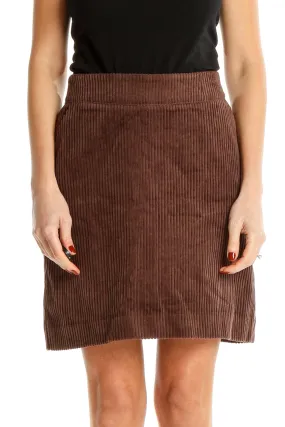 Brown Corduroy A-Line Mini Skirt