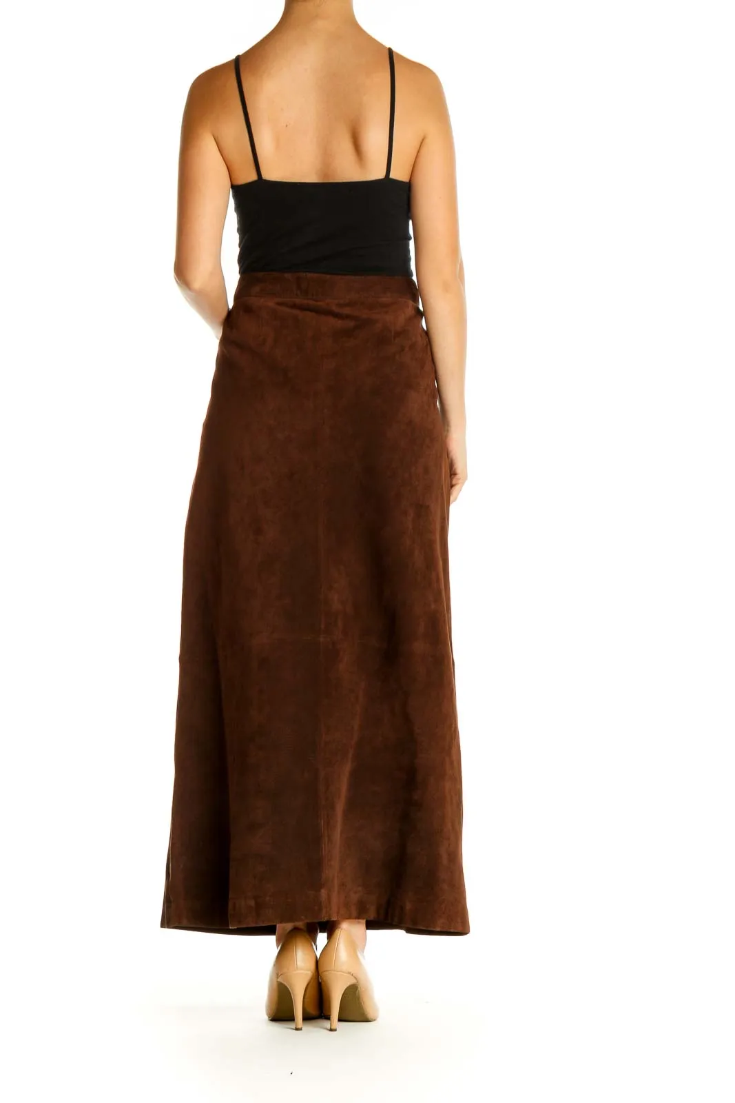 Brown Textured Holiday A-Line Skirt