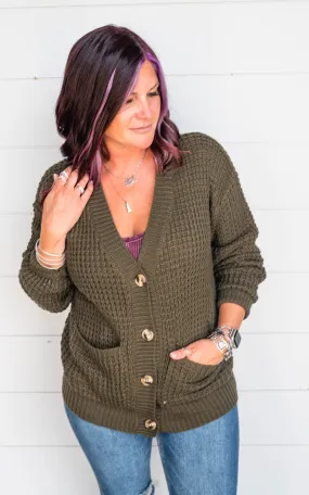 Button Up Waffle Cardigan - Final Sale