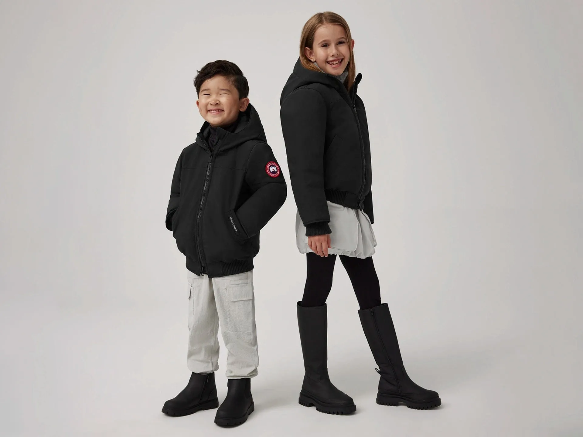 Canada Goose Kids Grizzly Bomber in Black