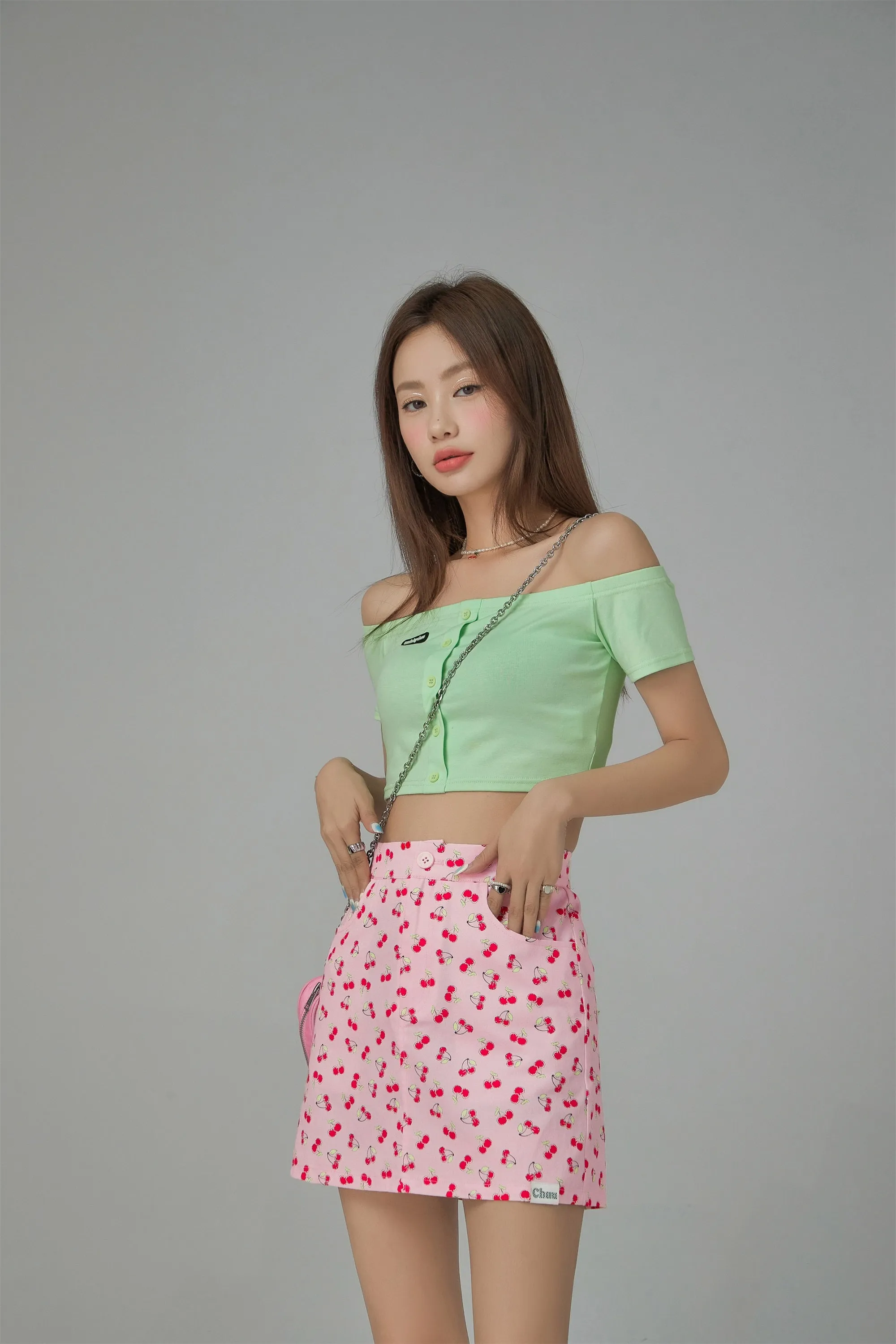 Cherry Print A-Line Mini Skirt