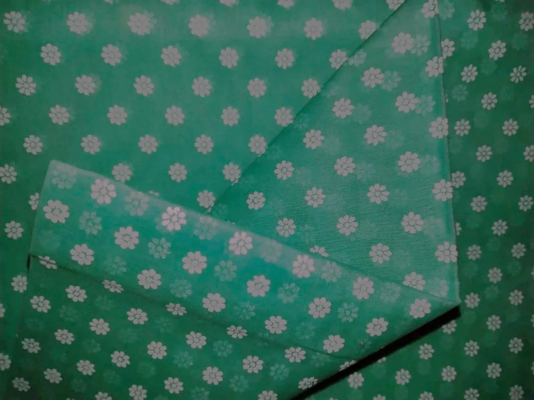 Cotton organdy printed 44 inches pastel mint green [15612/13] available in 4 prints [abstract, motif ,block print]