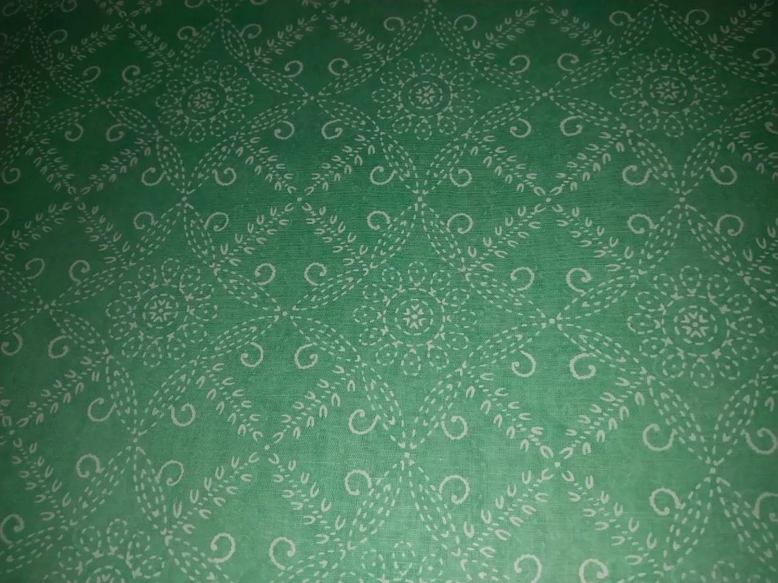 Cotton organdy printed 44 inches pastel mint green [15612/13] available in 4 prints [abstract, motif ,block print]