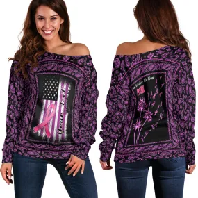 (Custom Personalised) Breast Cancer - Off Shoulder Sweater Black Paisley Pattern In October We Wear PINK LT13