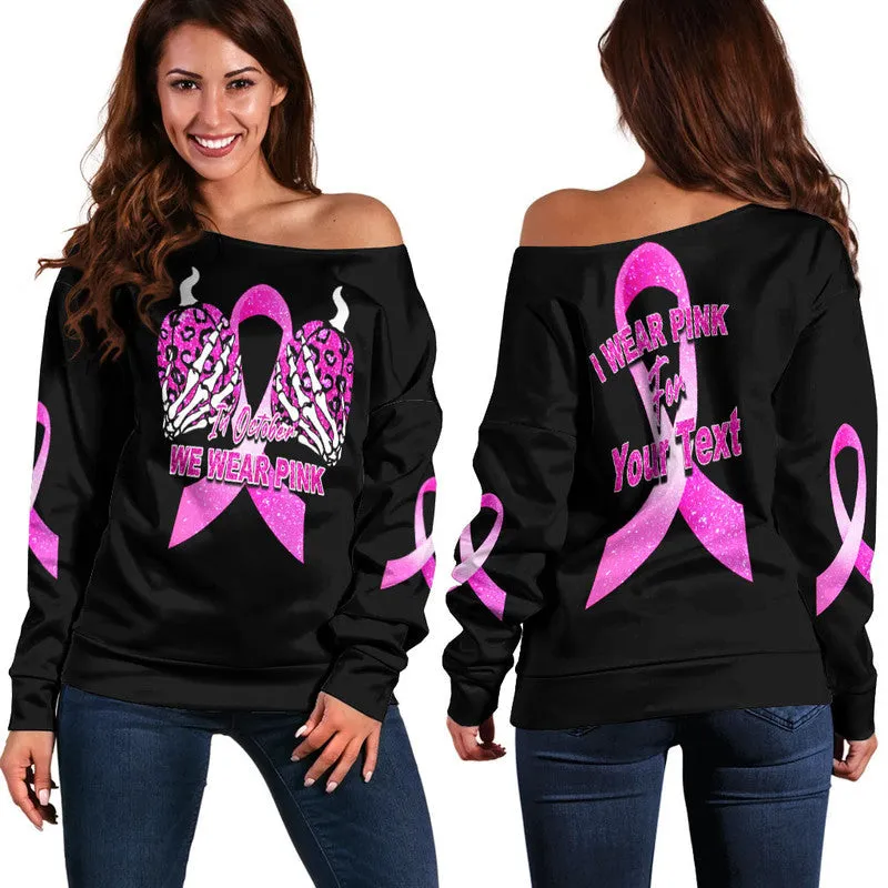 (Custom Personalised) Breast Cancer Off Shoulder Sweater Save The Pumpkins Black Style LT6