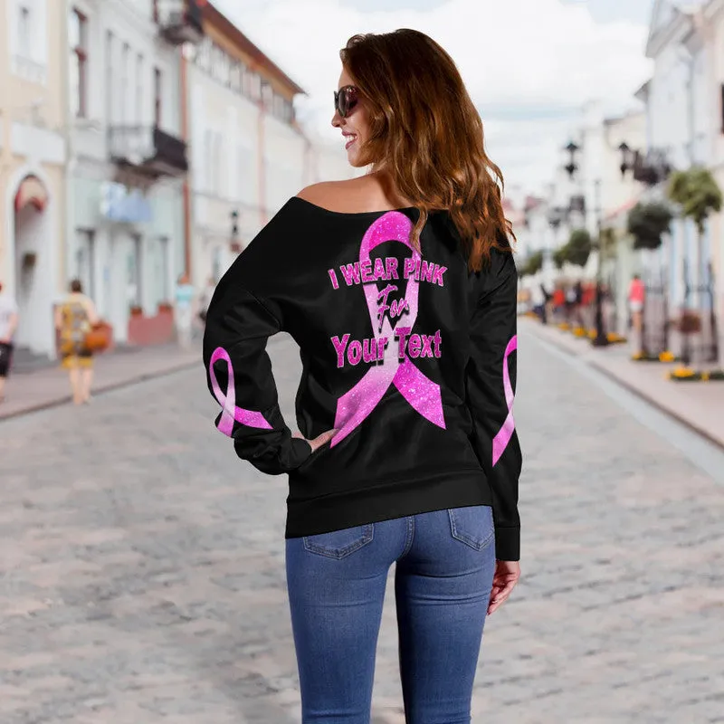 (Custom Personalised) Breast Cancer Off Shoulder Sweater Save The Pumpkins Black Style LT6