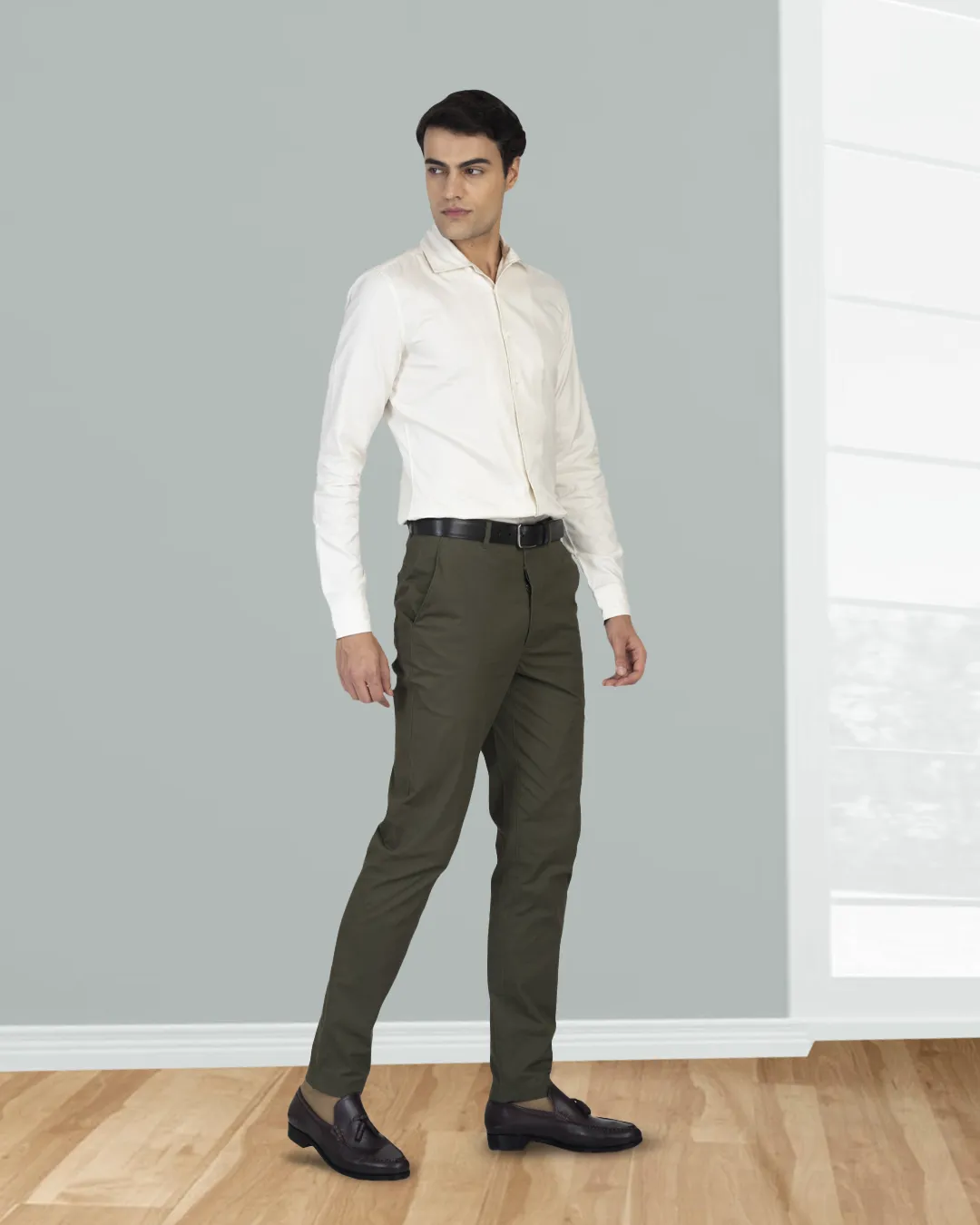 EZS Genoa Olive Green Chino