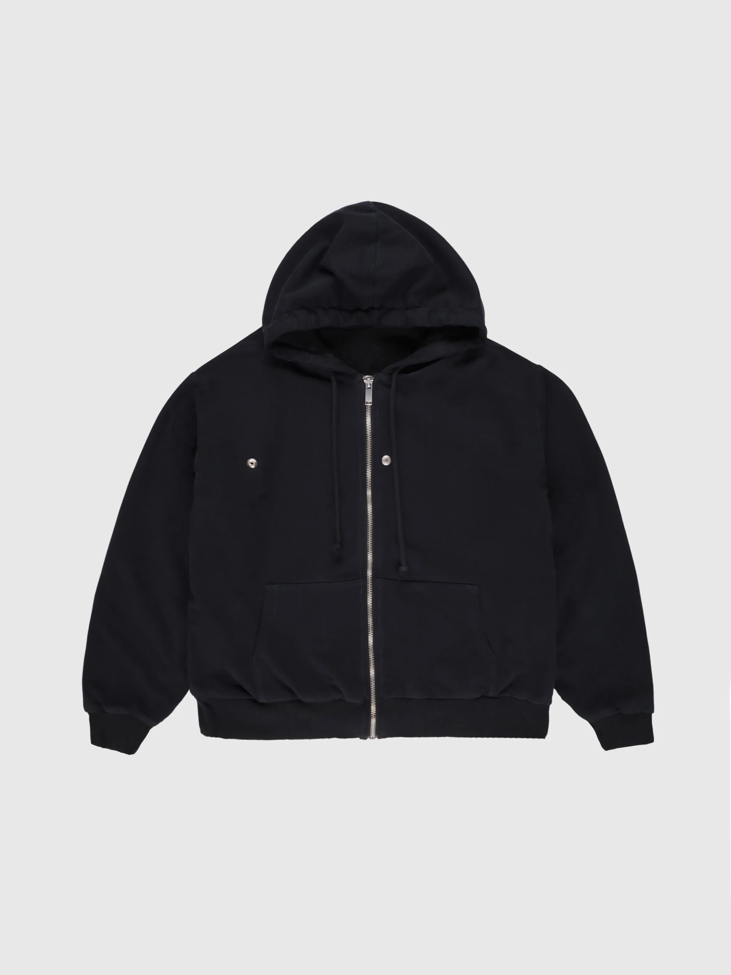 French Terry And Thermal Wrapped Hoodie in Black