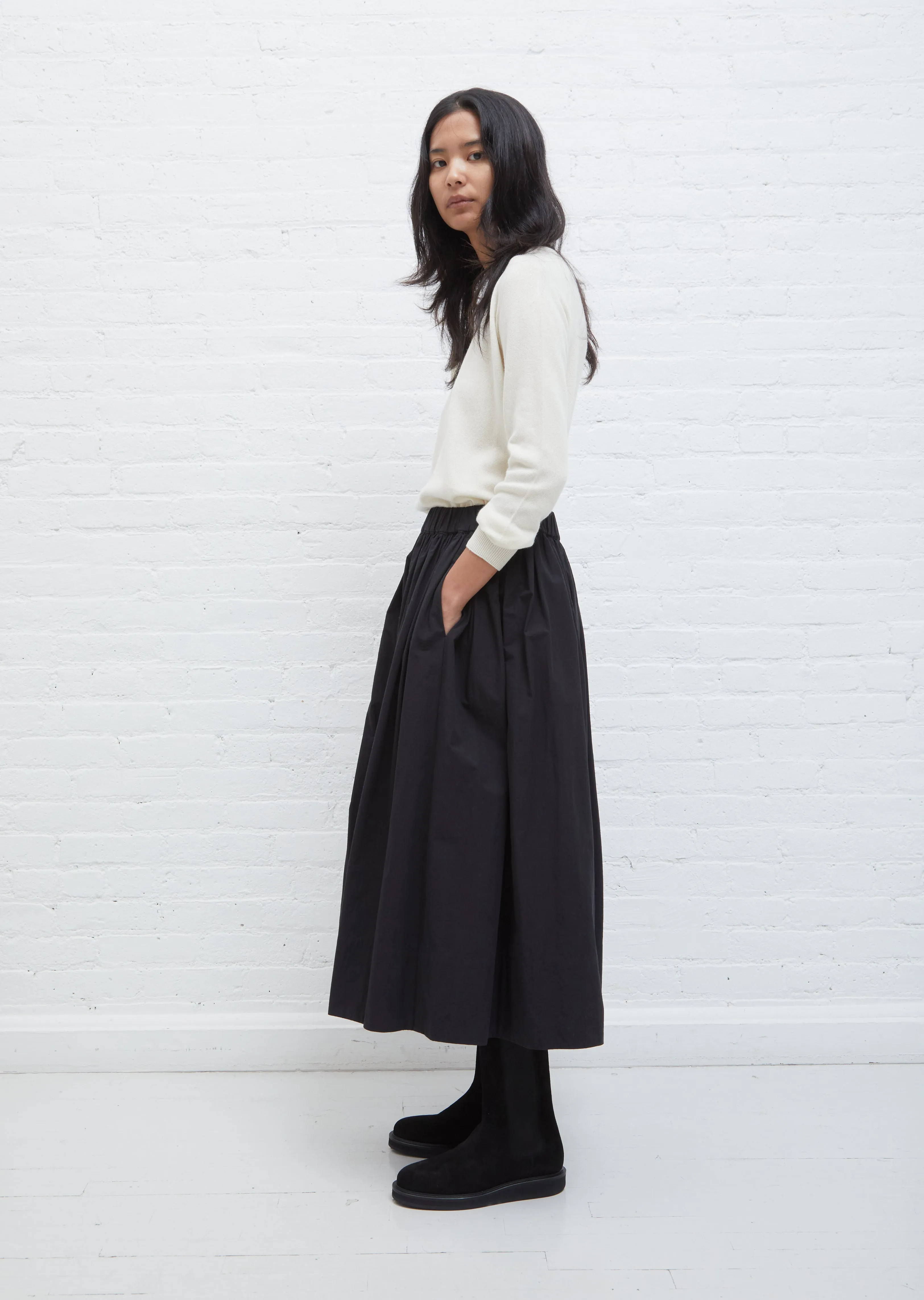 Gathered Stretch Cotton Skirt