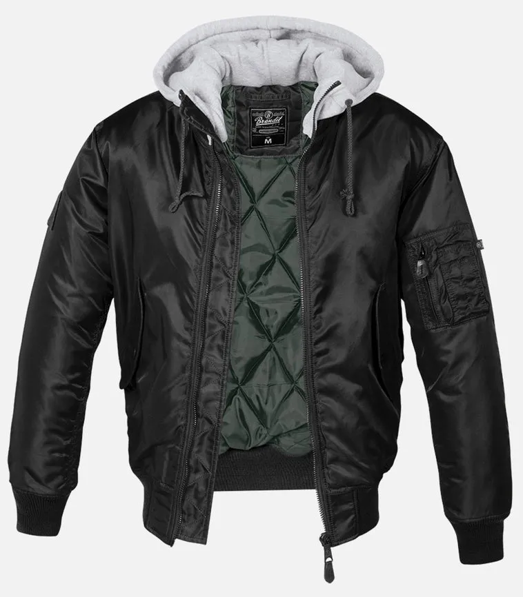 Hooded MA1 Bomber Jacket black/grey