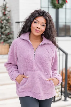 It Starts Now Purple Sherpa Quarter Zip Pullover FINAL SALE