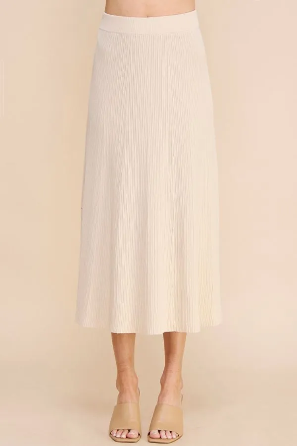 Knitted Textured Rib A-Line Skirt