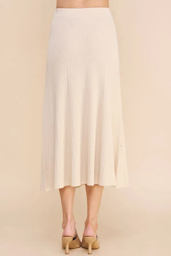 Knitted Textured Rib A-Line Skirt