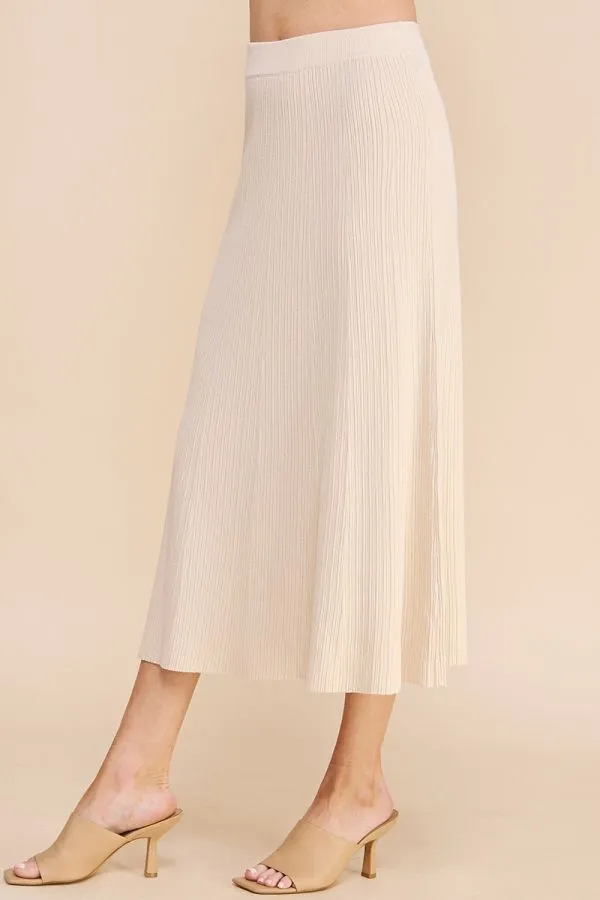 Knitted Textured Rib A-Line Skirt