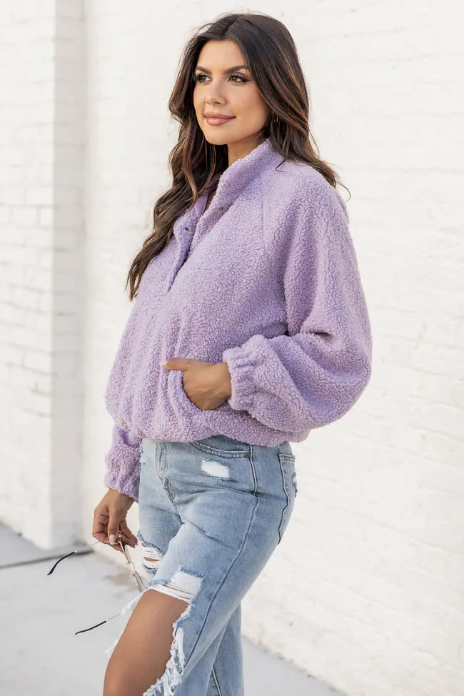 Let My Guard Down Lilac Sherpa Snap Button Pullover FINAL SALE