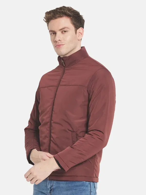 Men Maroon Bomber Jacket