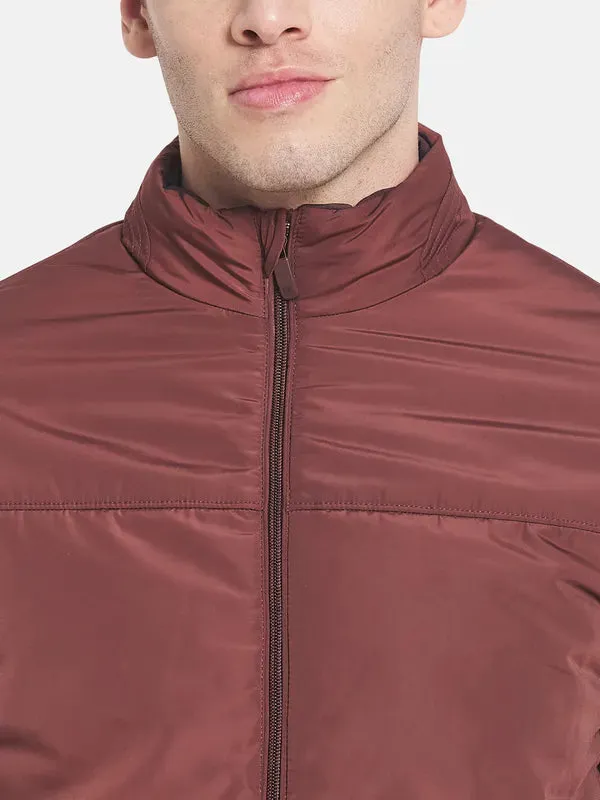 Men Maroon Bomber Jacket