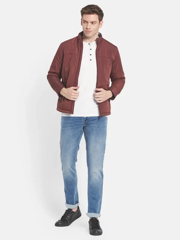 Men Maroon Bomber Jacket