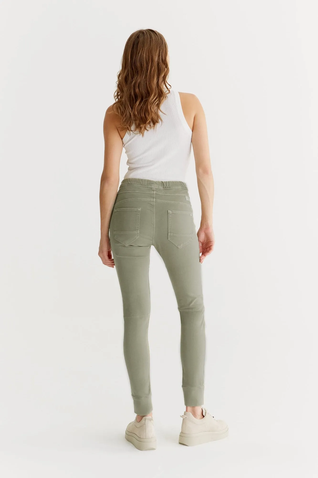 Mila Mid Waist Jogger 5 Pocket Ankle Pants Sage